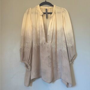 Raquel Allegra 100% Silk Poet Ombré Blouse